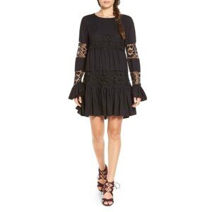 Tularosa Berkeley lace babydoll dress black ruffle XS